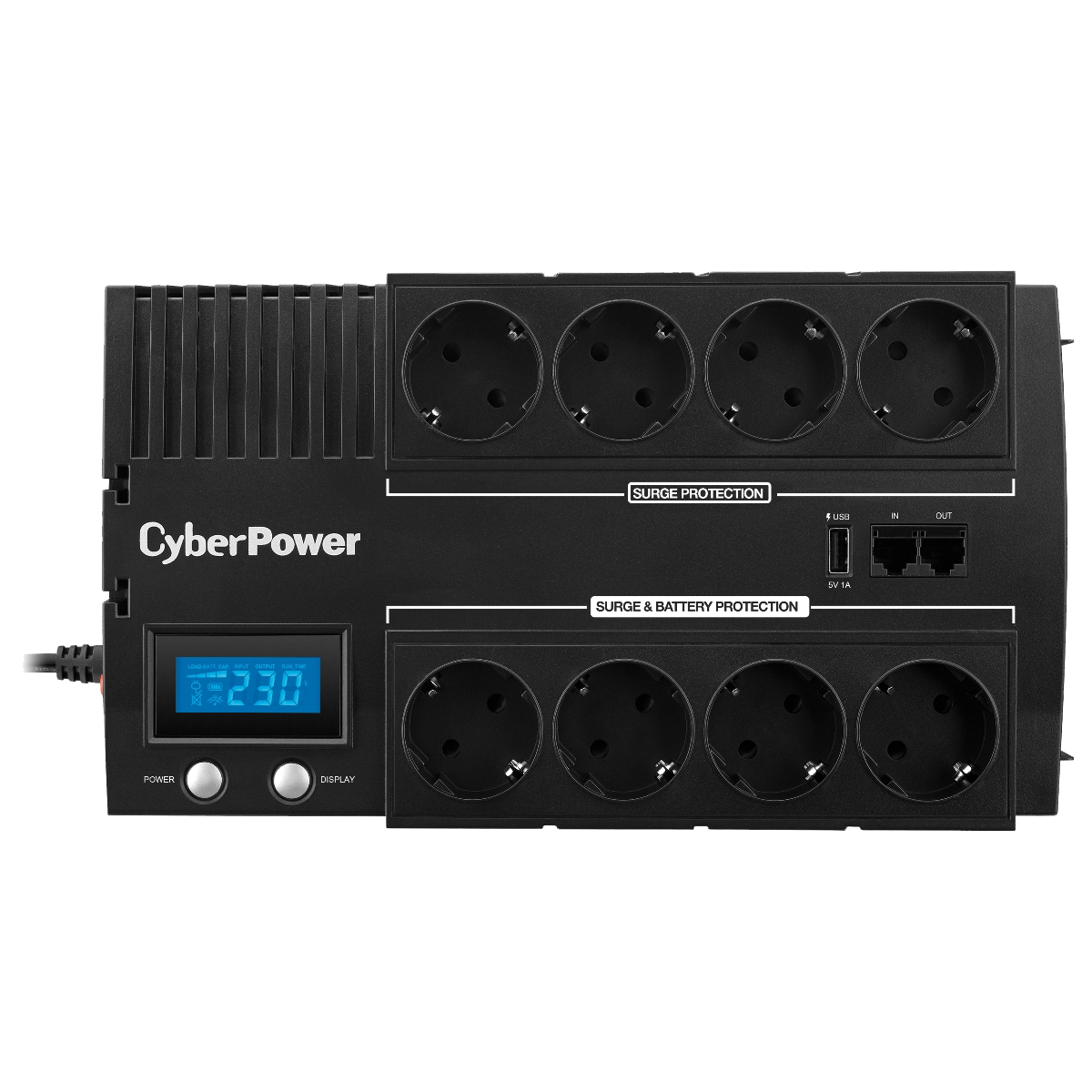 ИБП CyberPower BR1200ELCD, Line-Interactive, 1200VA/720W, 8×Schuko, LCD