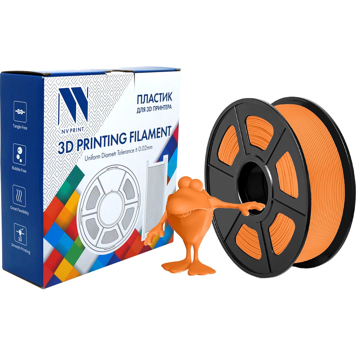 Филамент NV Print NV-3D-PLA-MATTE-ORANGE, PLA, 1.75 мм, 1 кг, оранжевый матовый