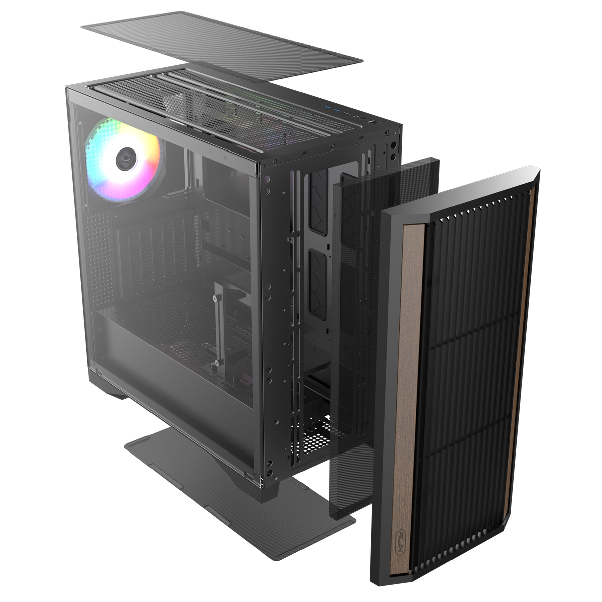 Компьютерный корпус без блока питания Case Raijintek AGOS MAX, Midi-Tower, TG, 1x140мм ARGB, 2xUSB 3.0 + 1xUSB 2.0, E-ATX, ATX, mATX, mITX черный