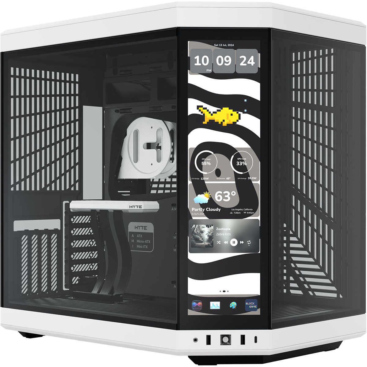 Корпус HYTE Y70 Touch Infinite CS-HYTE-Y70TTI-WB, Midi-Tower, E-ATX/ATX, TG, LCD, белый
