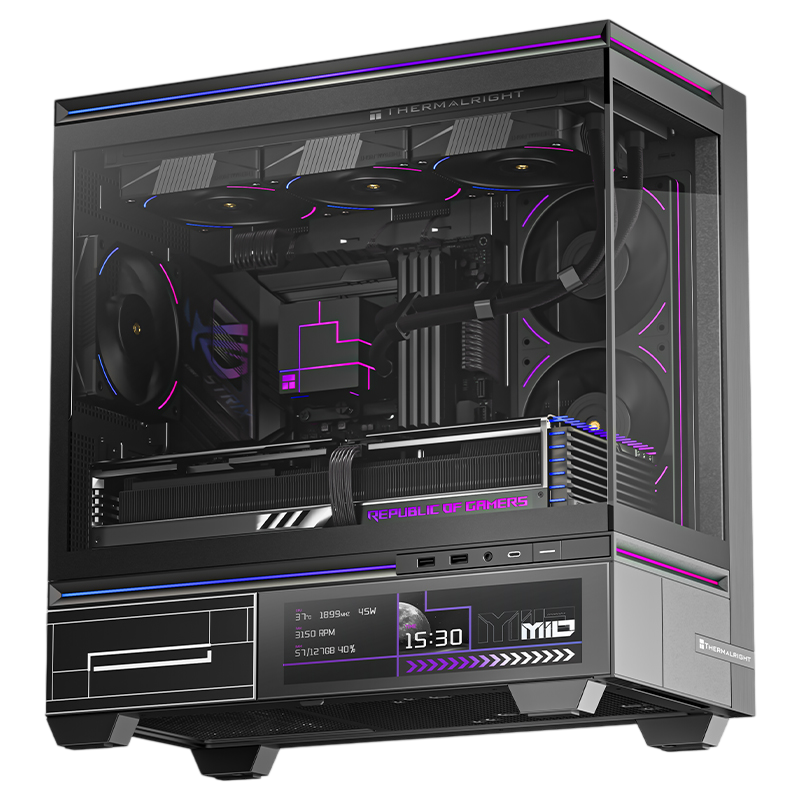 Корпус Thermalright TL-M10 Vision Black FAN4-C, Mini-Tower, TG, LCD, 4×120 мм ARGB, mATX/mITX