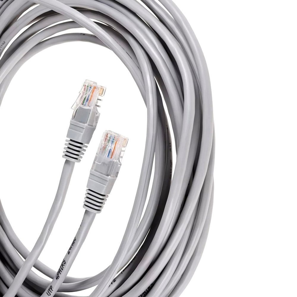 Патч-корд Telecom NA102--10M, UTP Cat.5e, 10 м, 2×RJ45, серый