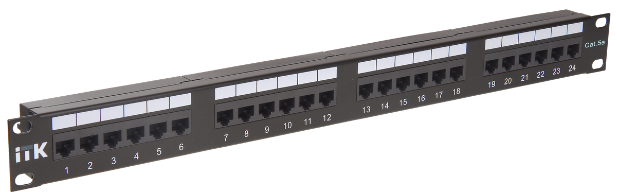 Патч-панель ITK PP24-1UC5EU-D05, 19", 1U, 24×RJ45, кат.5e, неэкранированная