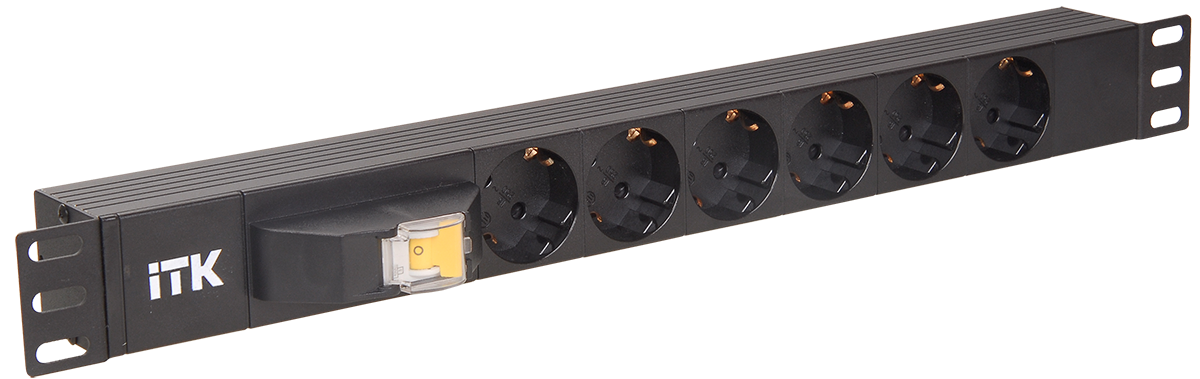 Блок распределения питания ITK PH21-6D3, 1U, 6×Schuko, 10А, IEC C14