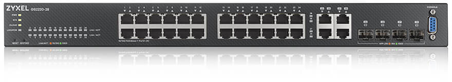 Коммутатор ZYXEL GS2220-28, 24×1GbE + 4×Combo SFP/RJ-45, L2