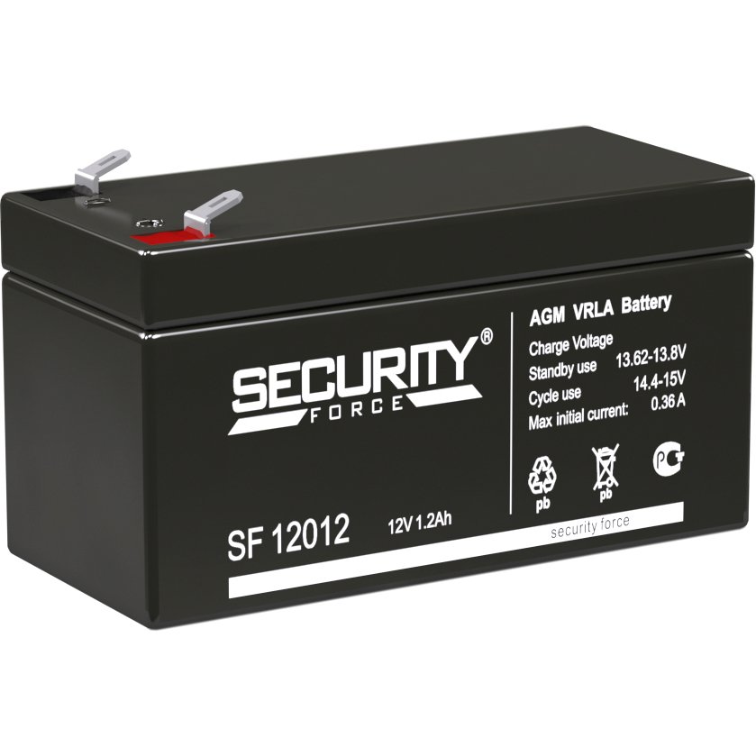 Аккумулятор Энергон SECURITY FORCE SF 12012, 12 В, 1.2 А·ч, AGM, клеммы F1