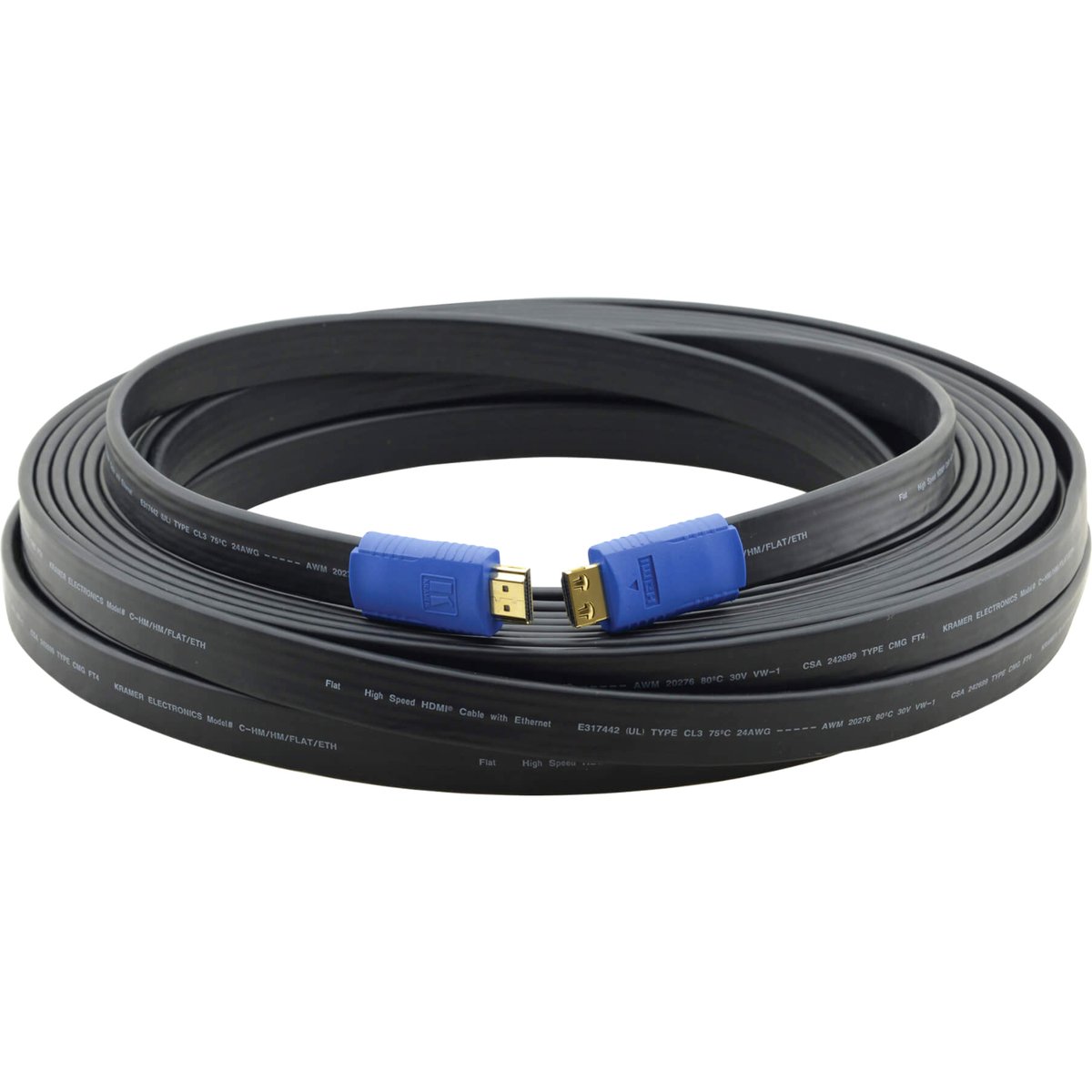 Кабель HDMI Kramer C-HM/HM/FLAT/ETH-3, плоский, с Ethernet, 0,9 м