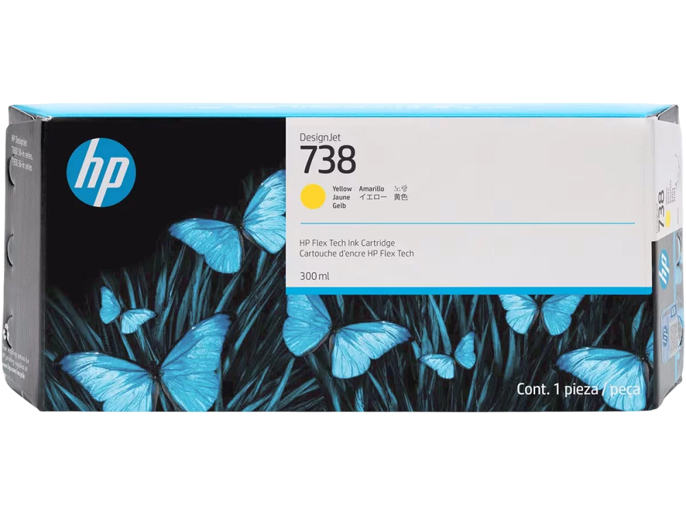 Картридж HP 738 (676M8A), жёлтый, 300 мл, для DesignJet T850/T950