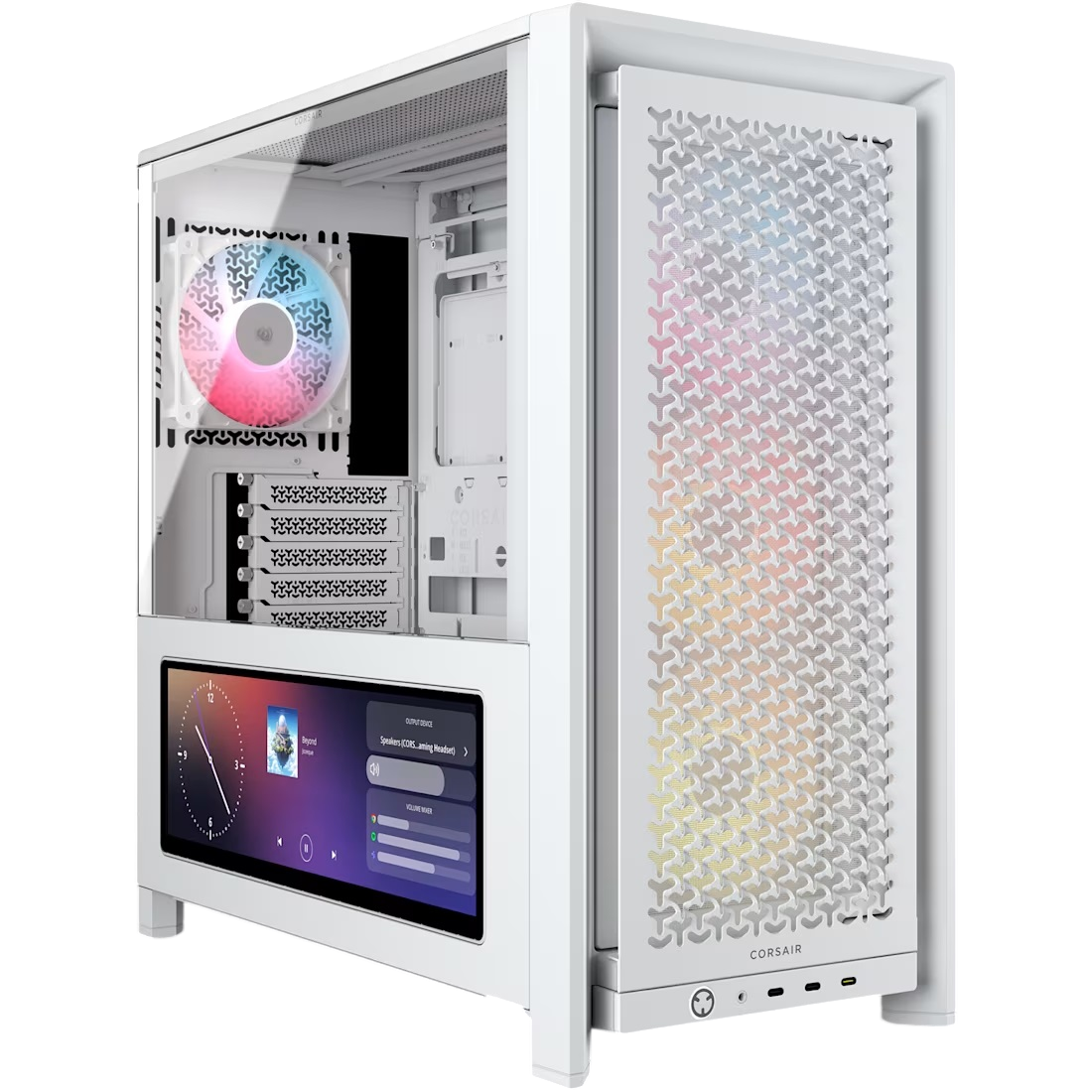 Корпус без блока питания/ Case Corsair Frame 4000D LCD RS ARGB, Midi-Tower, TG, 3x120mm ARGB, 3xUSB Type-C, E-ATX, ATX, mATX, mITX White