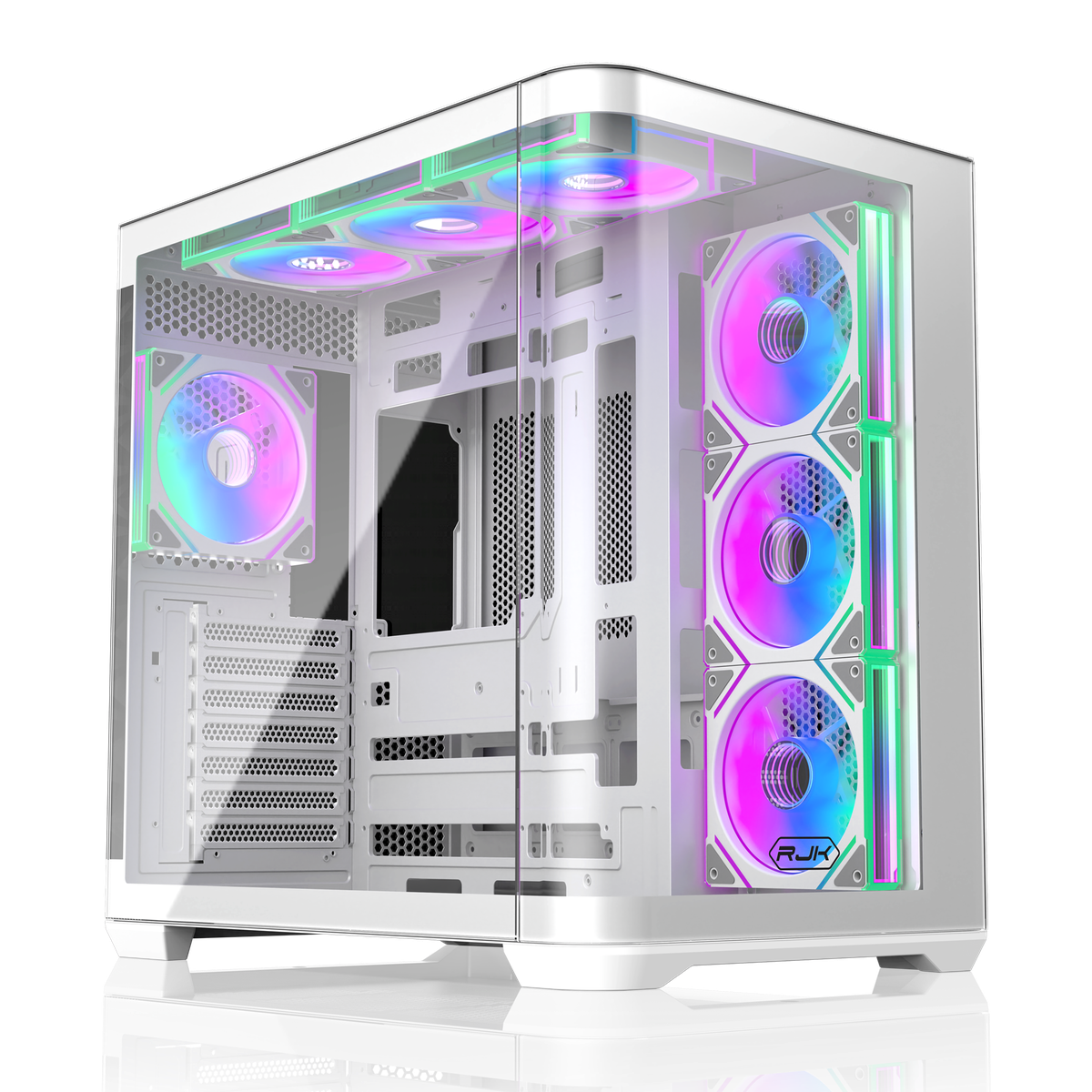 Корпус без блока питания Raijintek ATREUS BT7, Midi-Tower, TG, 7x120мм ARGB, 2xUSB-A 3.0 + 1xUSB Type-C , E-ATX, ATX, mATX, mITX White