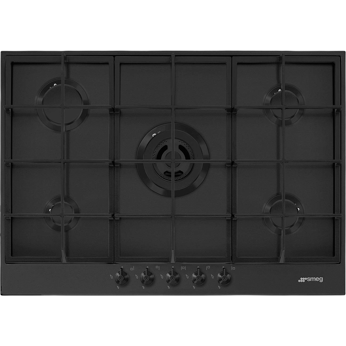 Варочная панель SMEG PX375MB, Classica, газовая, 5 конфорок, 72,5 см, чугун, чёрный