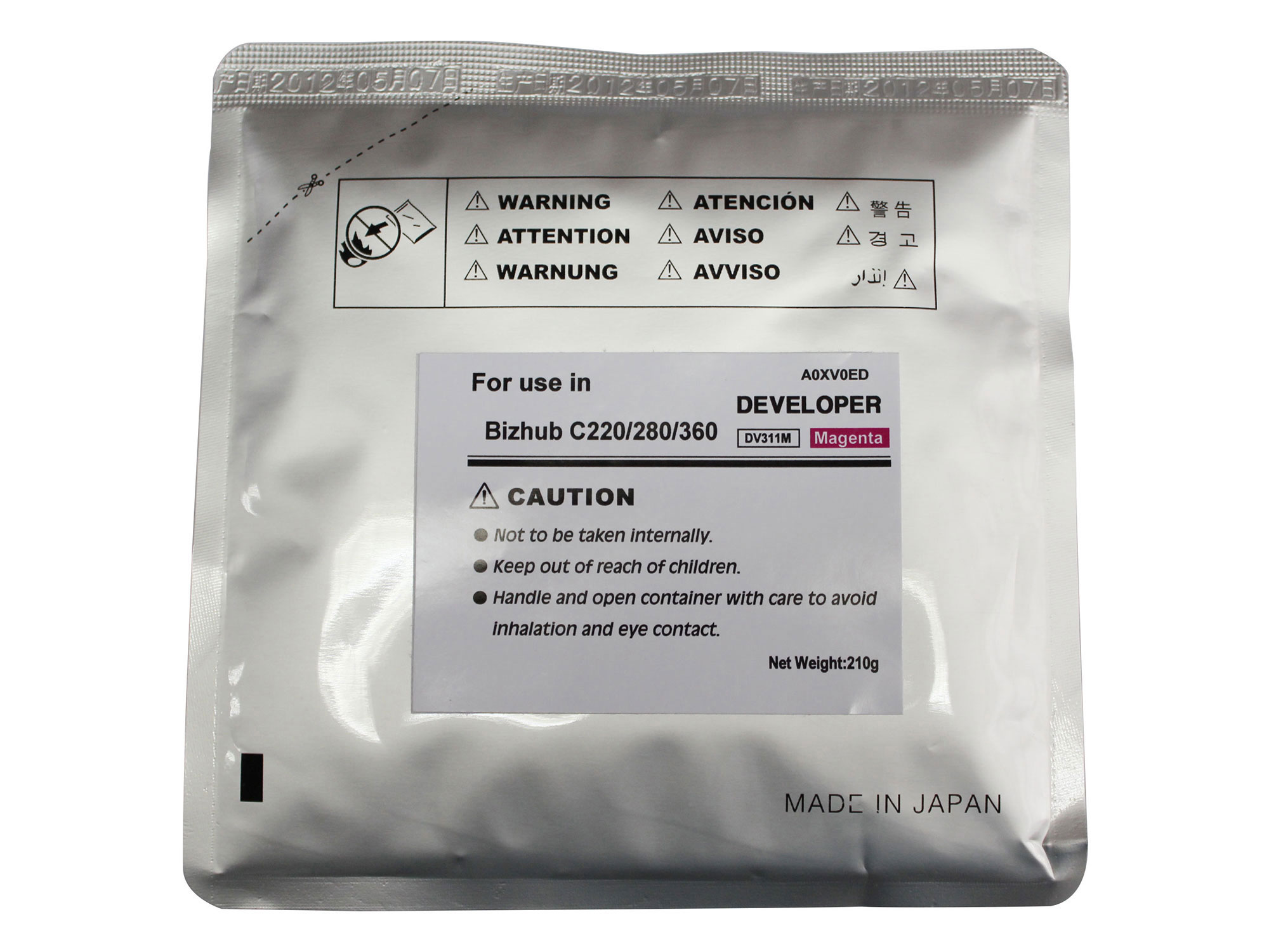 Девелопер CET CET8434, для Konica Minolta Bizhub C220/C280/C360, Magenta, 210г/пак, 114000 стр.