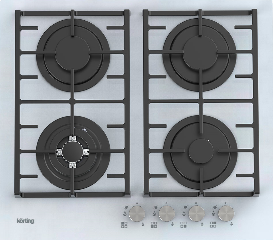 Варочная панель Korting HGG 6825 CTW, газовая, 4 конфорки, WOK, 60 см