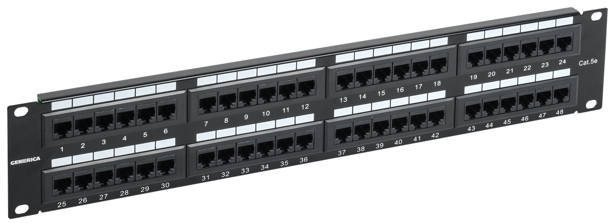 Патч-панель ITK PP48-2UC5EU-K05-G, 19" 2U, 48×RJ-45 кат.5e