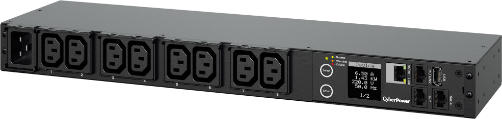 Блок распределения питания CyberPower PDU41005, 1U, 16 А, 8×C13, C20