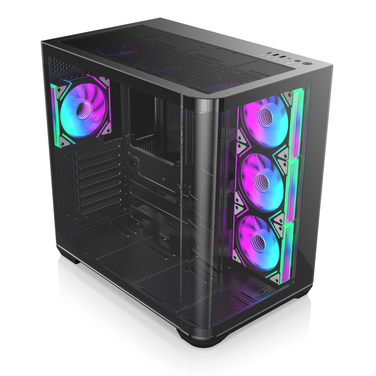 Компьютерный корпус без блока питания Case Raijintek ATREUS BT4, Midi-Tower, TG, 4x120мм ARGB, 2xUSB-A 3.0 + 1xUSB Type-C, E-ATX, ATX, mATX, mITX черный