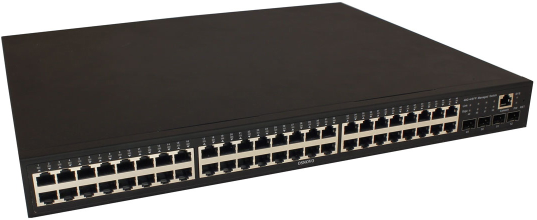 Коммутатор OSNOVO SW-84804/L(800W), L2+, 48×1GbE PoE, 4×SFP, PoE 800W