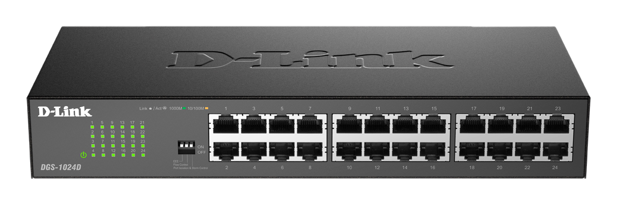 Коммутатор D-Link DGS-1024D/J1A, неуправляемый, 24×1GbE