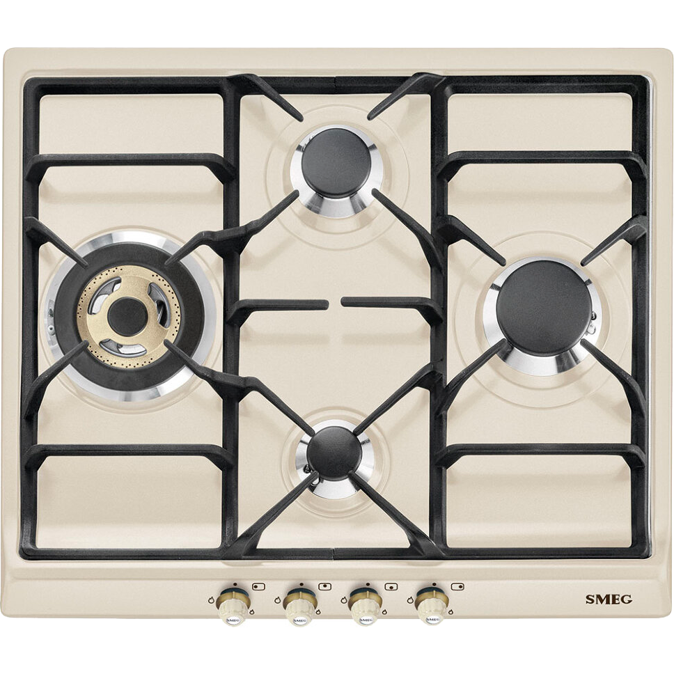 Варочная панель SMEG SR764PO, газовая, 4 конфорки, 60 см, эмалированная сталь