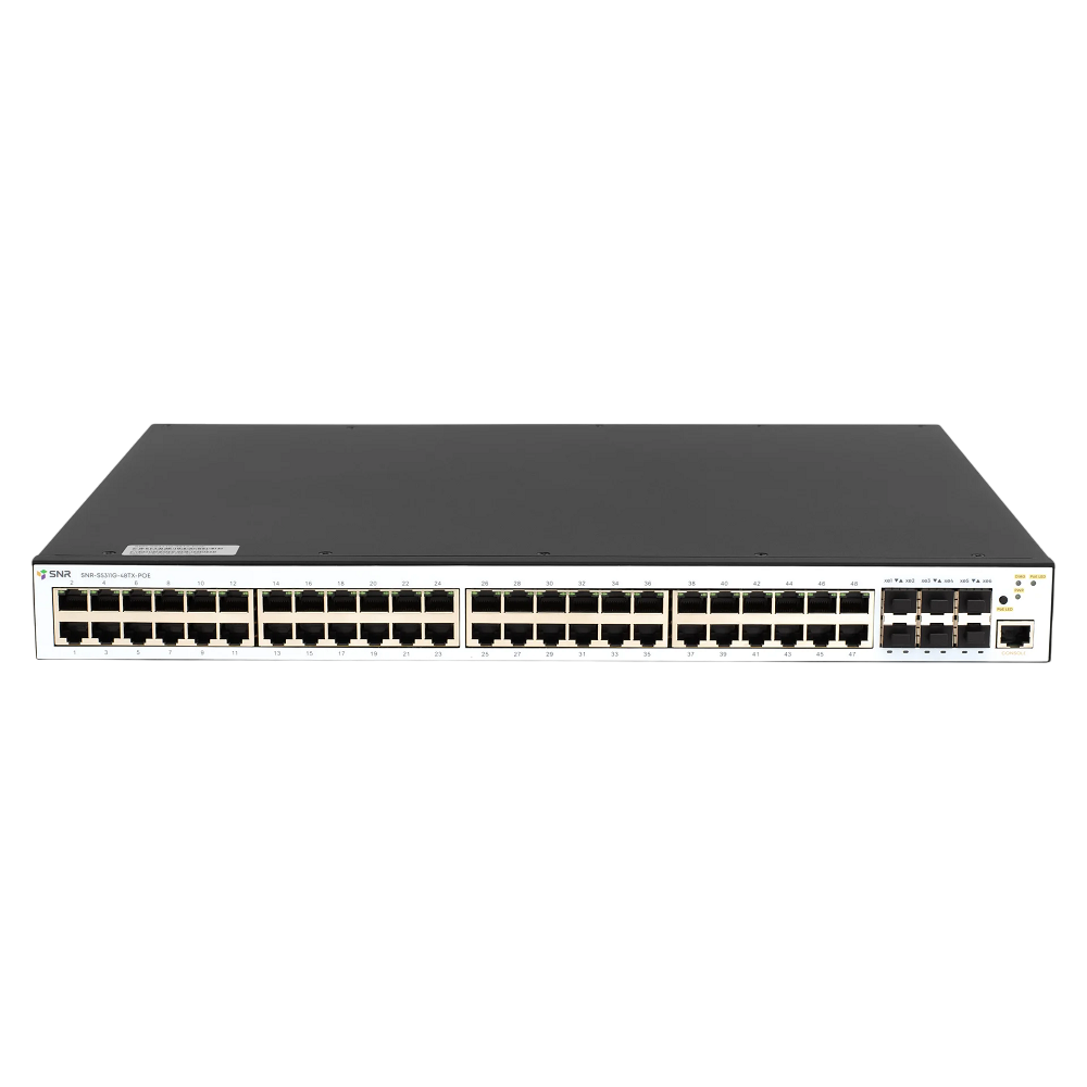 Коммутатор SNR SNR-S5311G-48TX-POE, 48×GbE PoE+, 6×10G SFP+, L2+, 760W