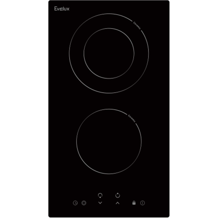 Варочная панель Evelux HEV 321 B, стеклокерамика, 2 конфорки, 3200 Вт, 30 см