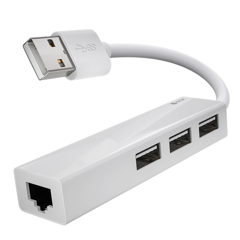 Хаб GCR PRO GCR-AP03, USB 2.0, 3 порта + 10/100 Мбит/с RJ-45