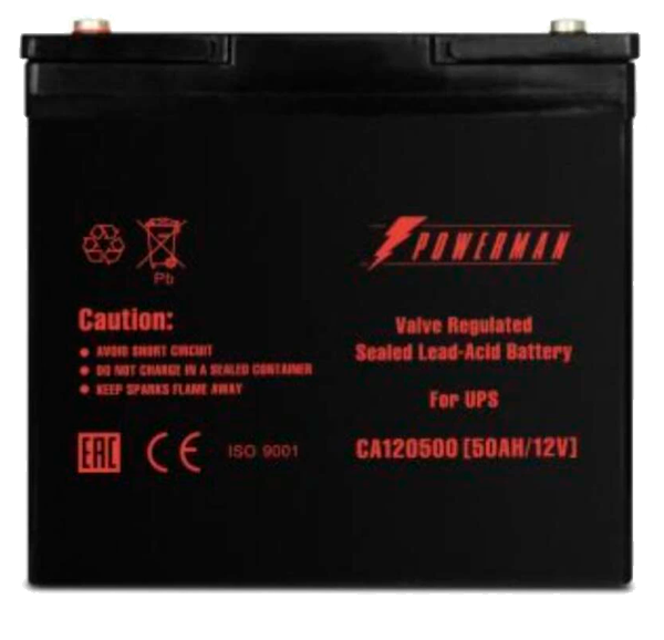 Аккумулятор POWERMAN Battery CA12500, 12 В, 50 А·ч, AGM, клеммы M1