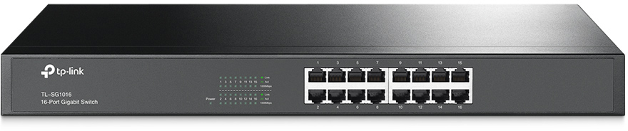 Коммутатор TP-Link TL-SG1016, 16×1GbE, неуправляемый, 1U