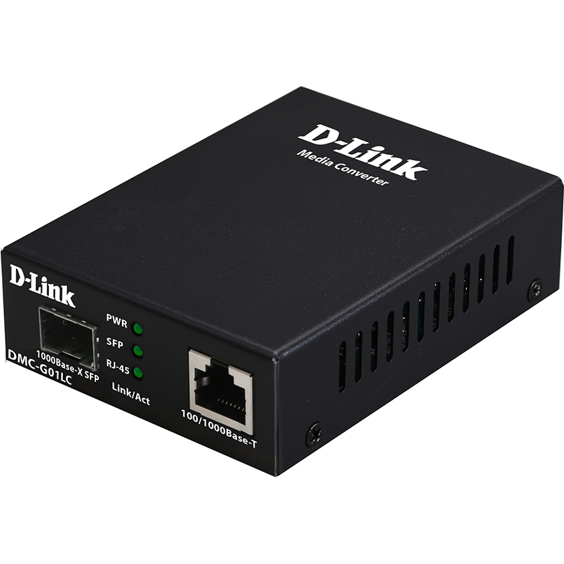 Медиаконвертер D-Link DMC-G10SC/A1A, 1×100/1000Base-T, 1×1000Base-LX SC, 10 км
