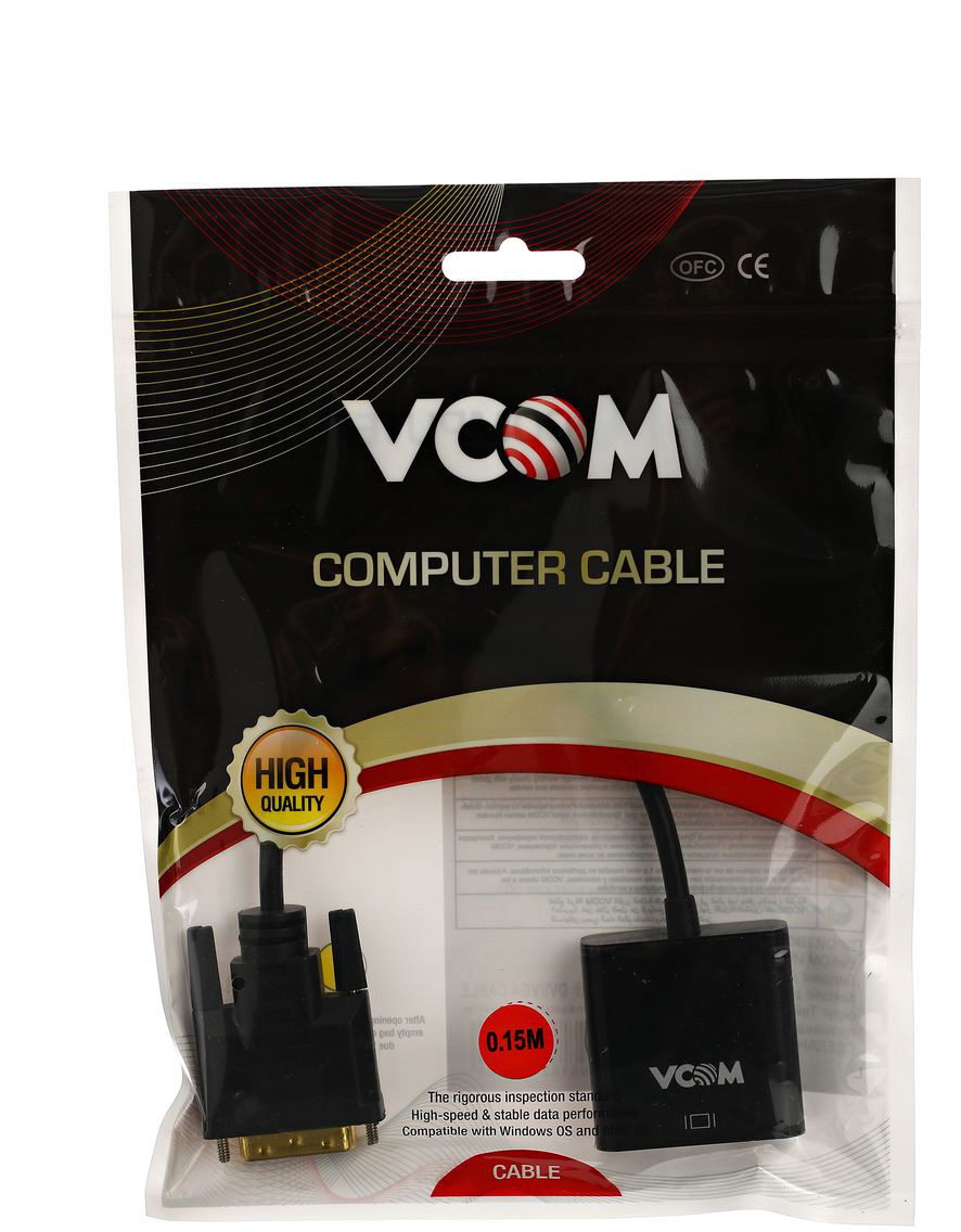 Кабель-переходник VCOM CG491, DVI-D 25M — VGA 15F, 0.2 м