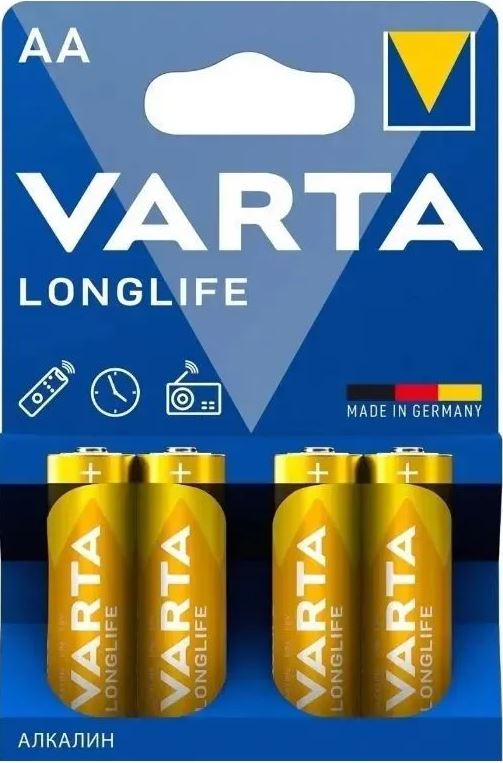 Батарейка VARTA LONGLIFE LR6 AA Alkaline, 1.5 В, 4 шт.