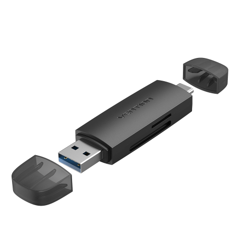 Кардридер Vention CLKB0, USB 3.0 Type-A + Type-C, SD/microSD, OTG, до 512 ГБ
