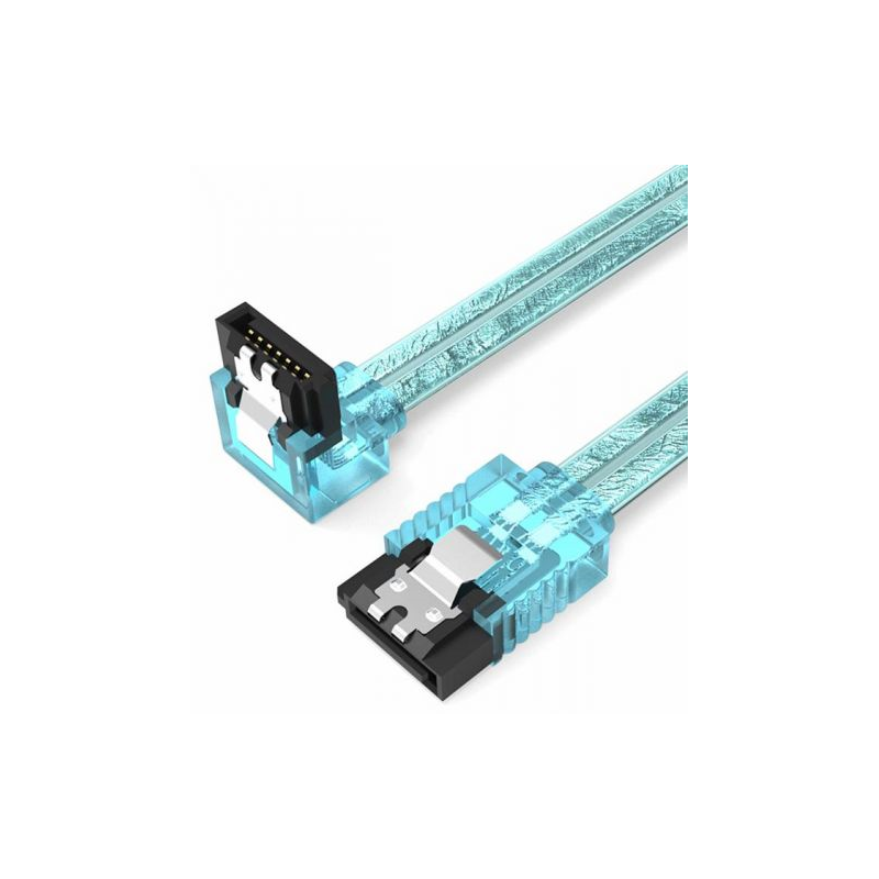Кабель Vention KDDSD SATA III — SATA III, угол 90°, 0.5 м, голубой