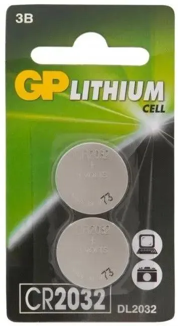 Батарейка GP Lithium CR2032, литиевая, 3 В, 2 шт. в блистере