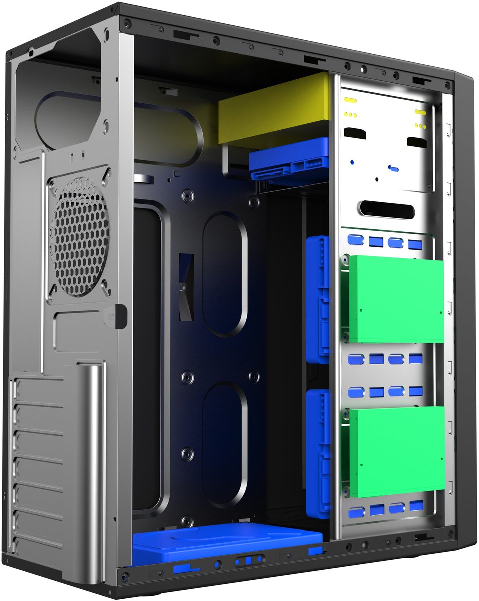 Корпус FoxLine FL-301-FZ450R, Midi-Tower, ATX/microATX, 450 Вт, 4×USB 2.0
