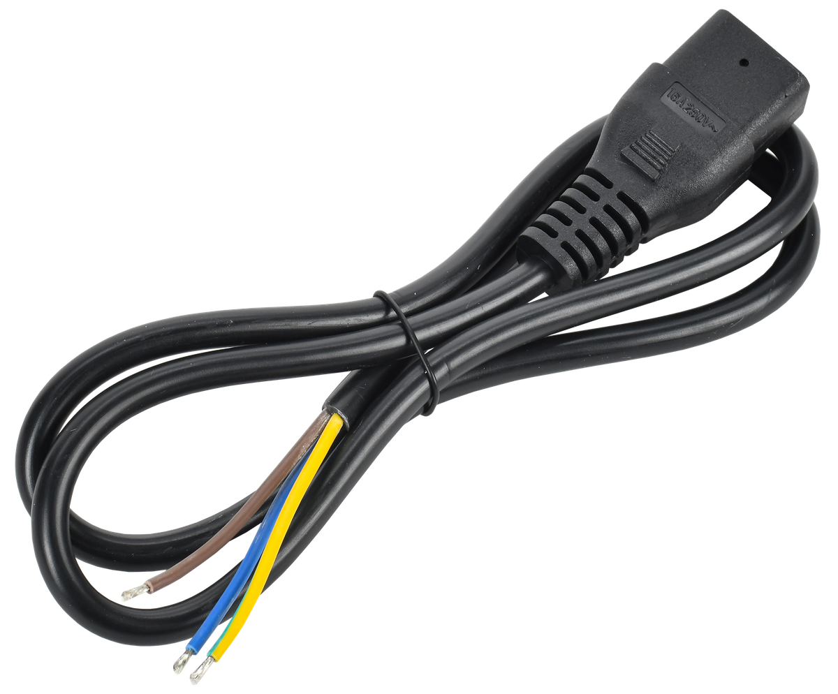 Кабель питания ITK PC-C19-1M, C19, 3×1,5 мм², 16 А, 1 м