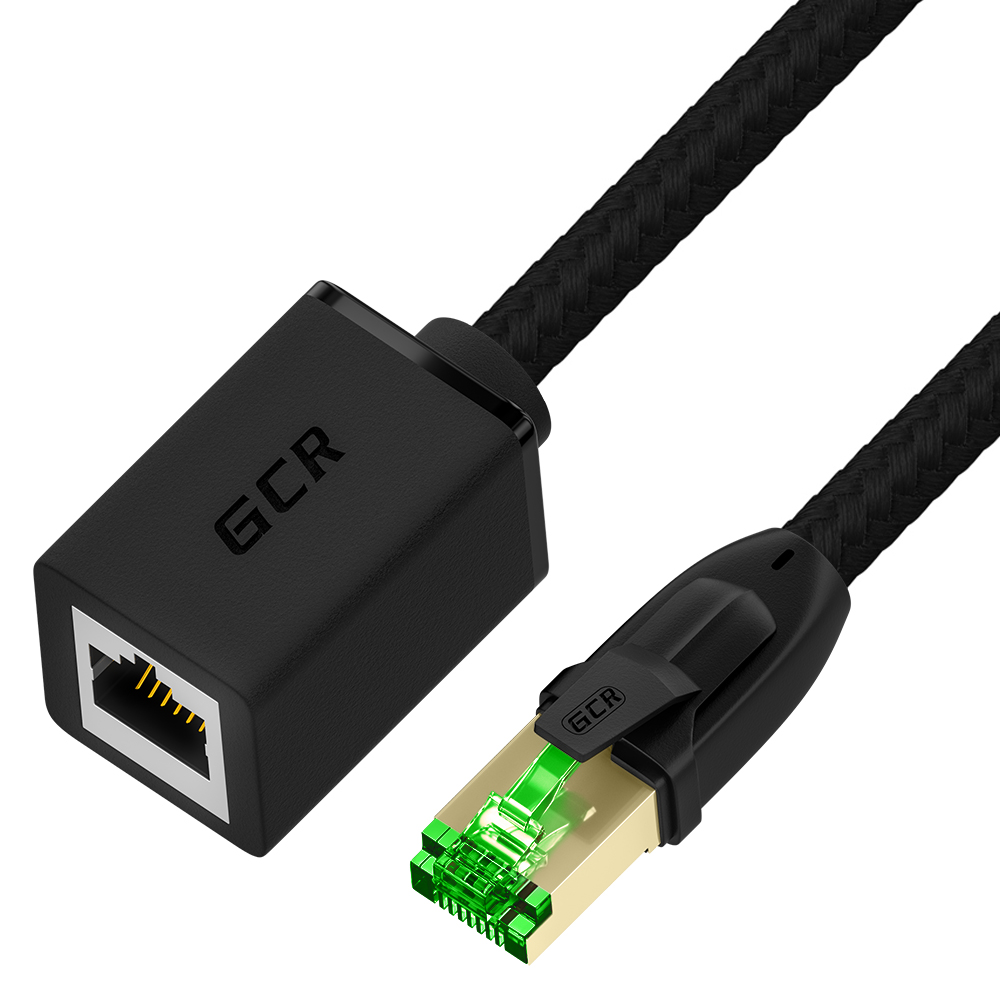 Удлинитель GCR GCR-57766, патч-корд, кат.8 S/FTP, 1м, черный
