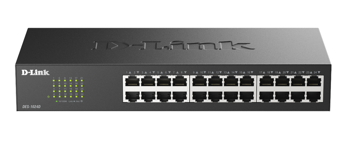 Коммутатор D-Link DES-1024D/H2A, неуправляемый, 24×100М, 1U