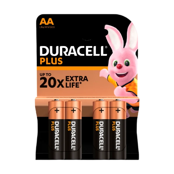 Батарейка Duracell Plus LR6 BL4PLUS, AA (LR6), 1.5 В, алкалиновая, 4 шт
