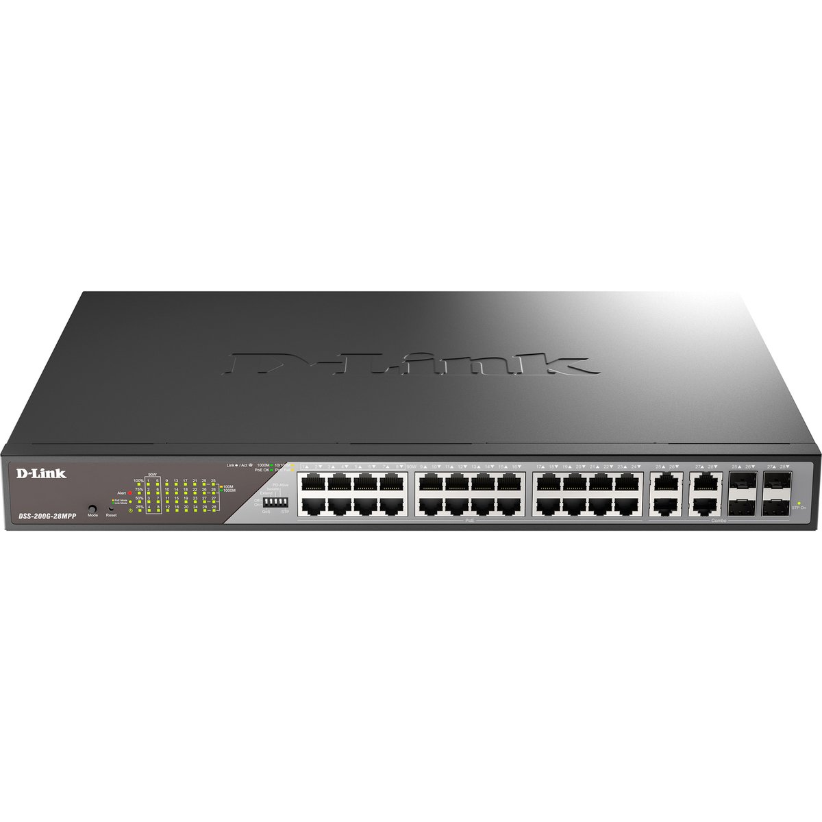 Коммутатор D-Link DSS-200G-28MPP/A1A, L2, 24×1GbE PoE, 4×Combo, 518W