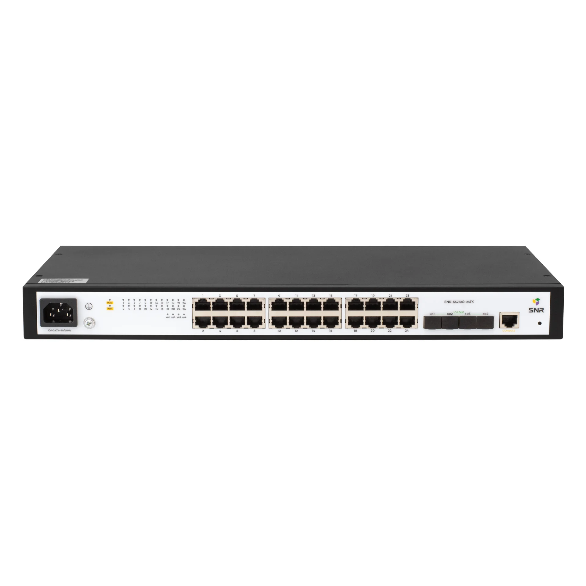 Коммутатор SNR SNR-S5210G-24TX, L2+, 24×1GbE, 4×1/10G SFP+, встроенный БП 220 В