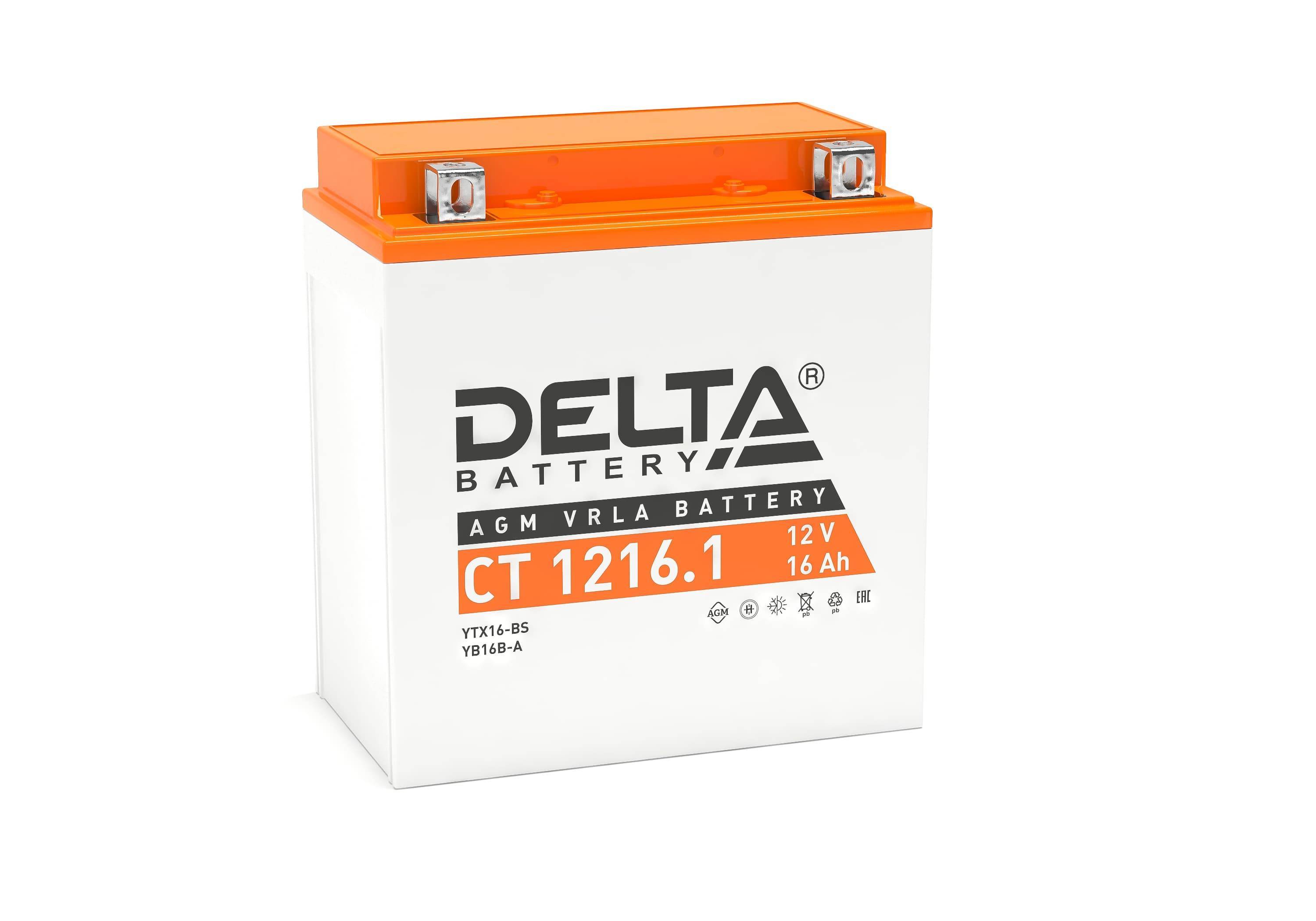 Аккумулятор Delta CT 1216.1, 12В/16Ач, AGM