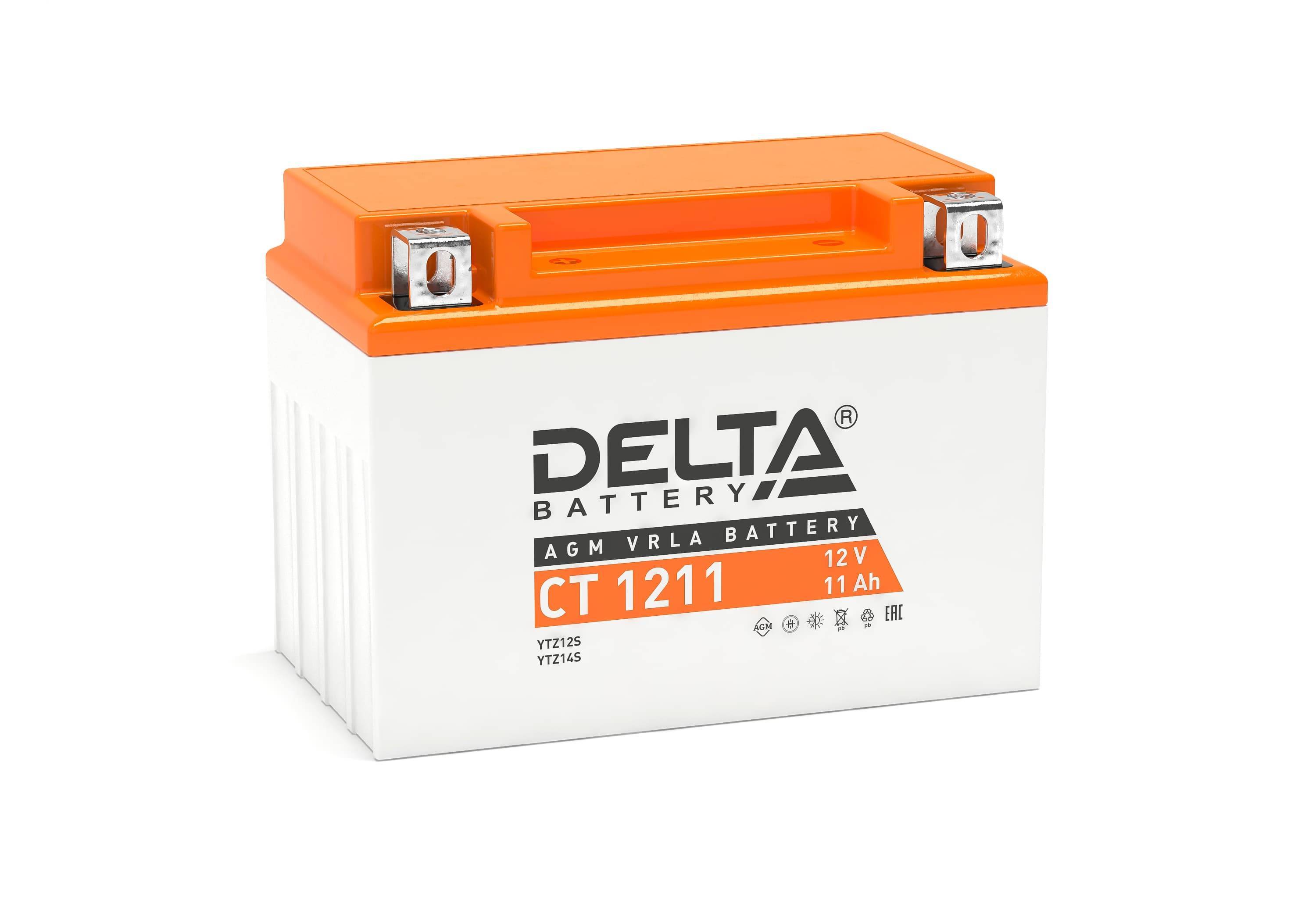 Аккумулятор Delta CT 1211, 12В, 11Ач, AGM