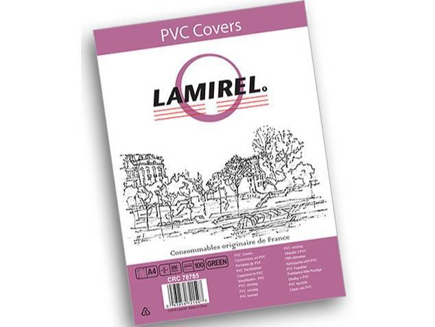 Обложка Fellowes Lamirel Transparent LA-78785, A4, PVC, 200 мкм, зеленая, 100 шт.