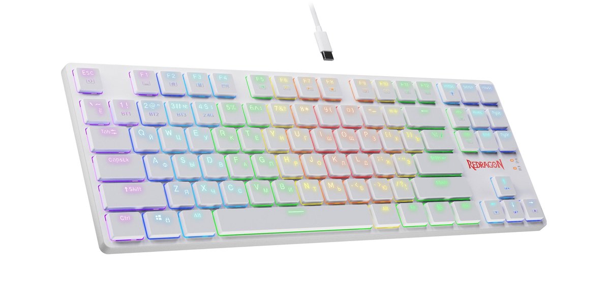 Клавиатура Defender Anubis (70506), механическая, беспроводная, Bluetooth/2.4G, RGB, белая