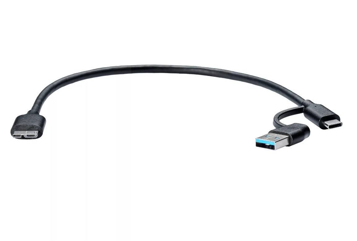 Кабель VCOM TUS714-0.3M, USB-A+C to USB 3.0 Micro-B, 5 Гбит/с, 0.3 м