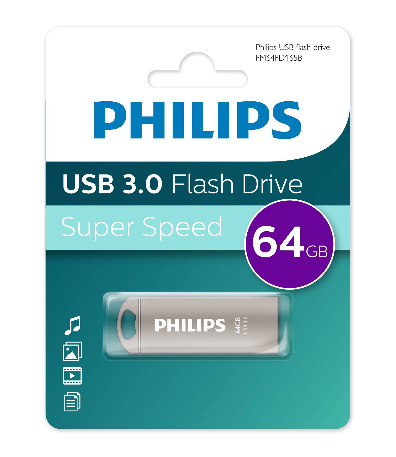 Флеш-накопитель Philips Iron FM64FD165B/97, 64 ГБ, USB 3.2 Gen 1, тип-A, металл