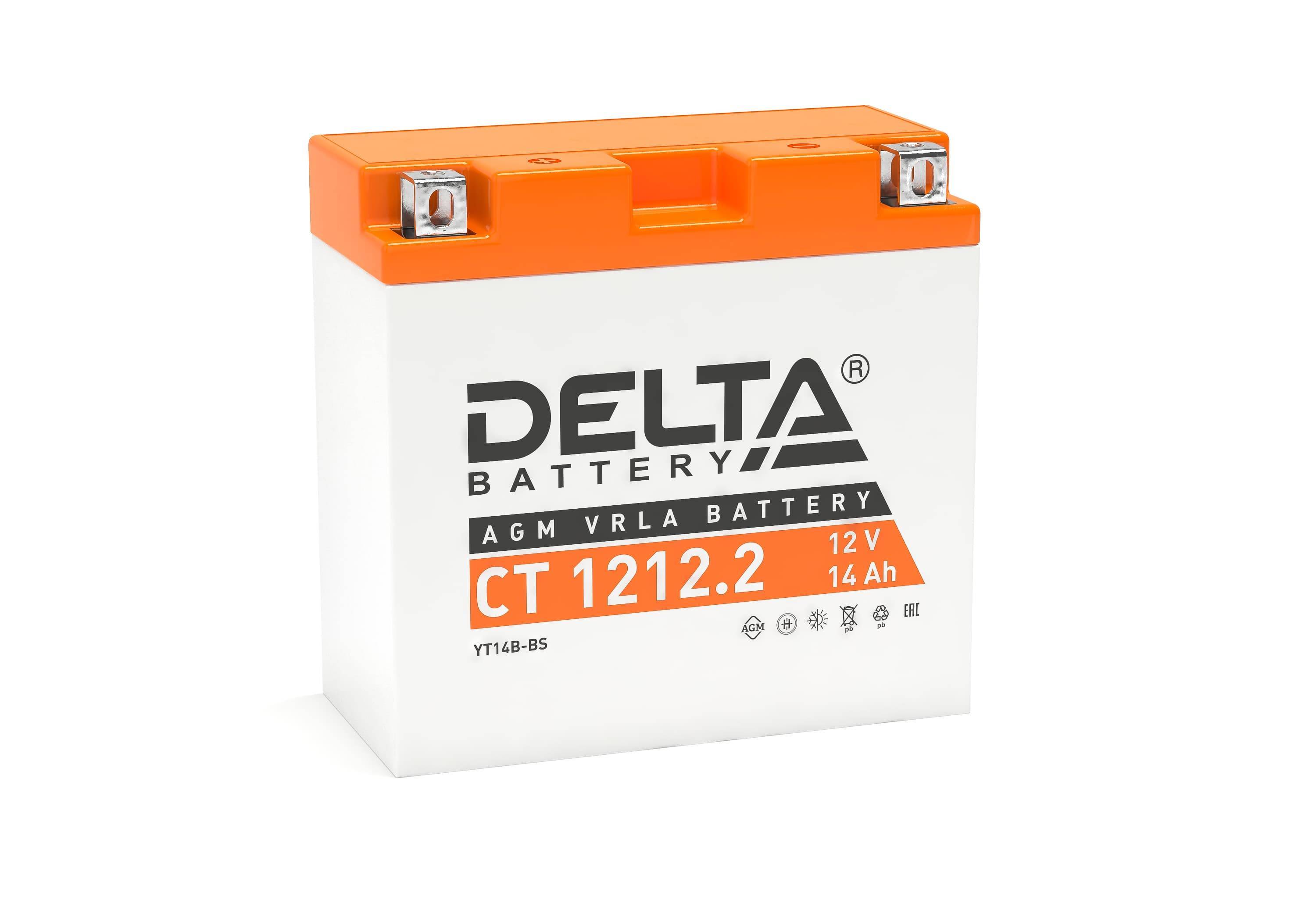 Аккумулятор Delta CT 1212.2, 12В, 14Ач, болт+гайка