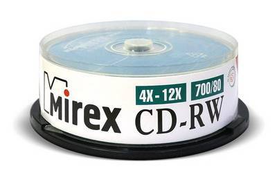 Диск CD-RW Mirex 202349, 700 МБ, 4–12x, шпиндель 25 шт