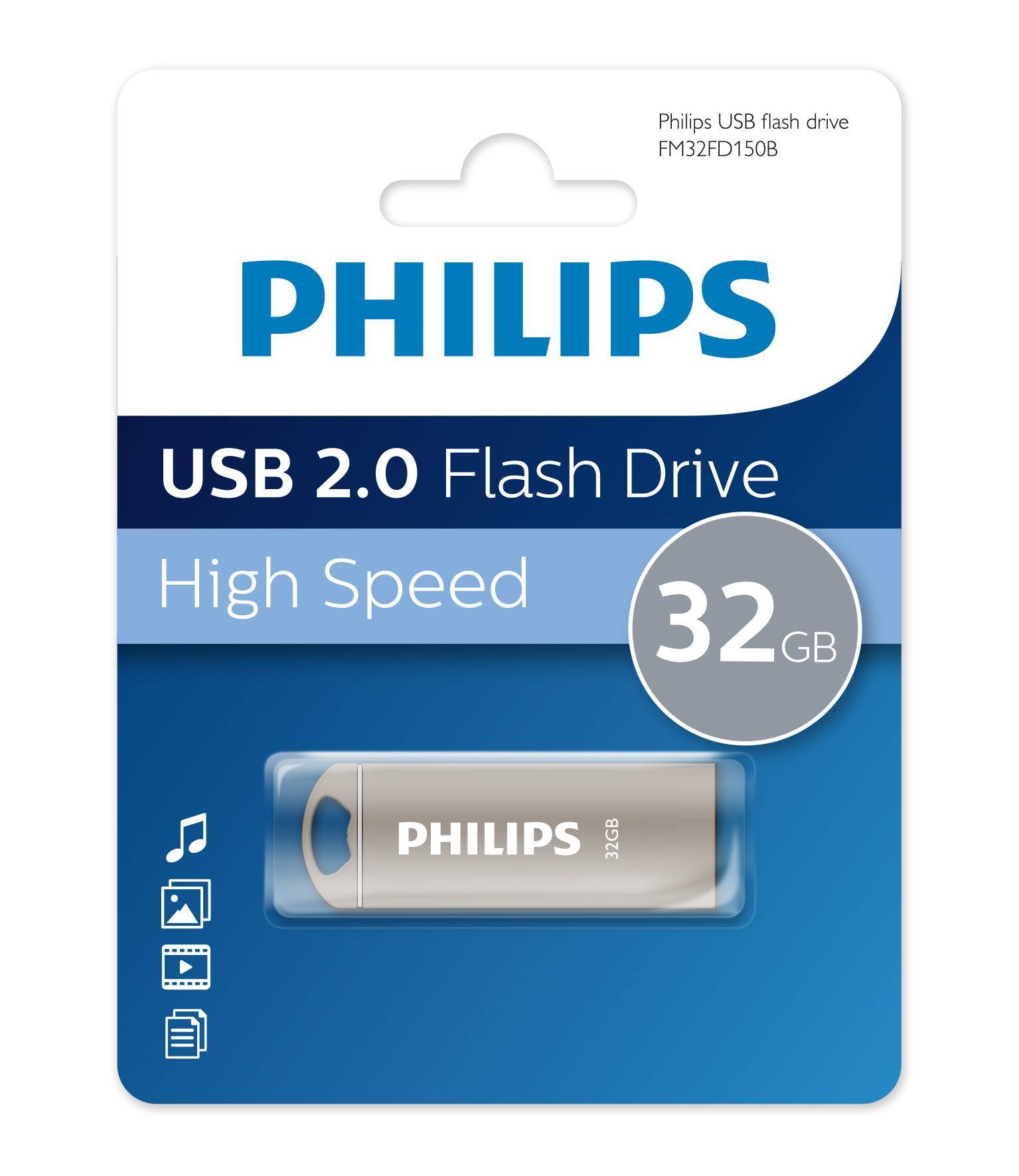 Флешка Philips Iron FM32FD150B/97, 32 ГБ, USB 2.0, металлический корпус